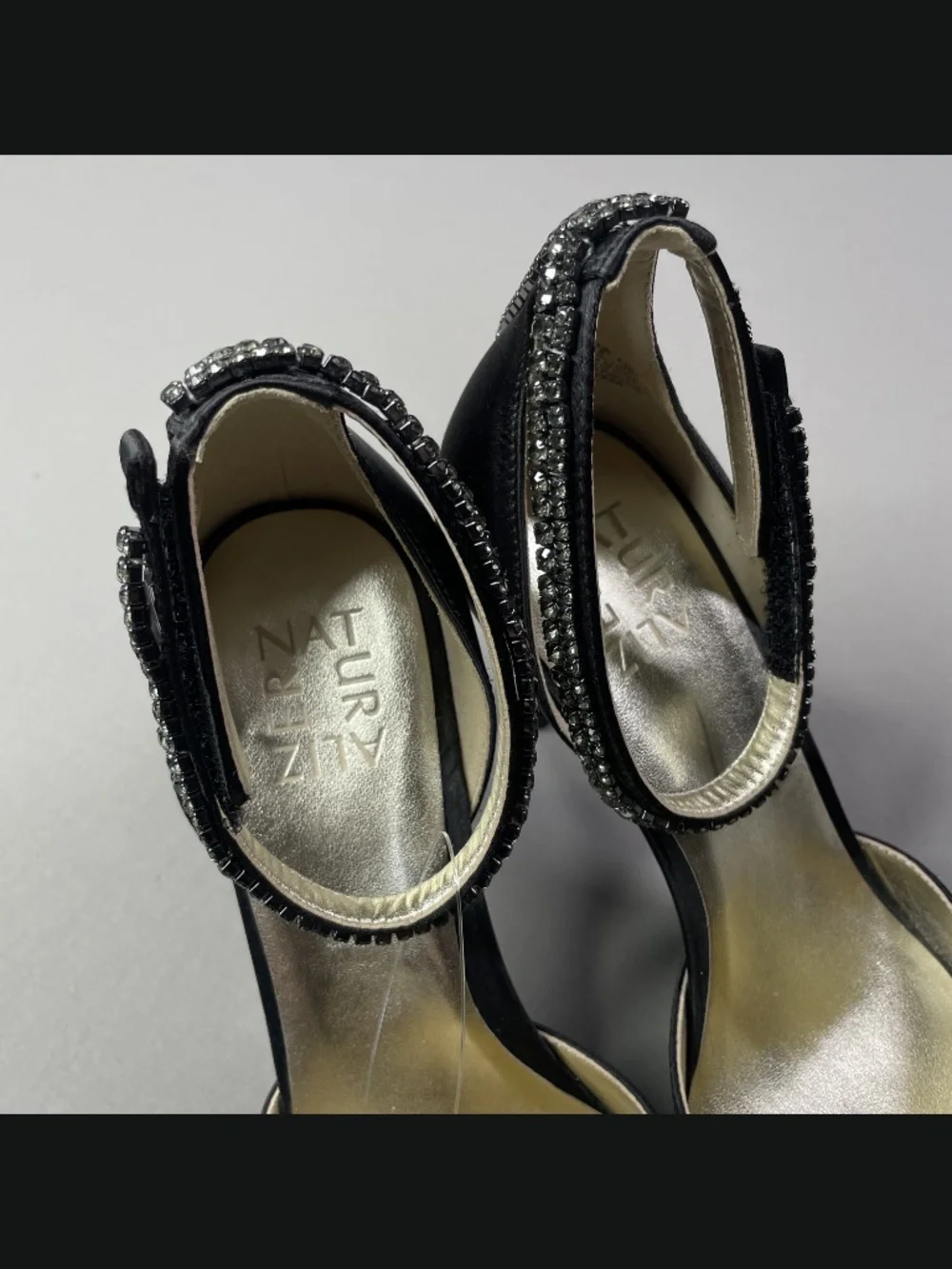 NEW Naturalizer Shoes Womens 7 black satin Alyssa heels pumps rhinestone glam